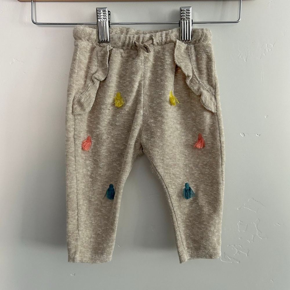 Zara Kids Beige Joggers with Colorful Tassels